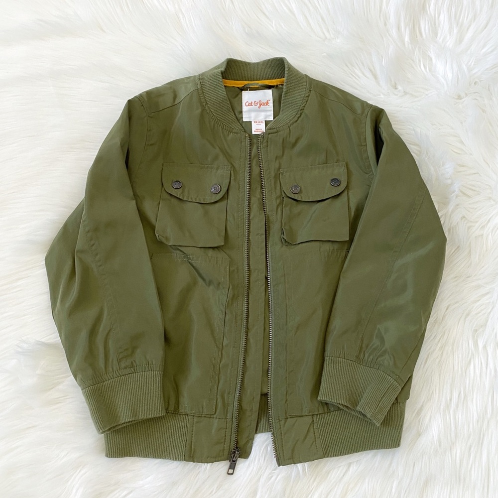Cat & Jack Olive Green Thin Bomber Jacket